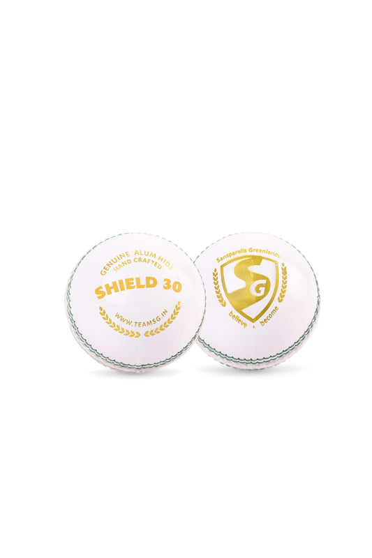 SG Shield 30 White Cricket Leather Ball