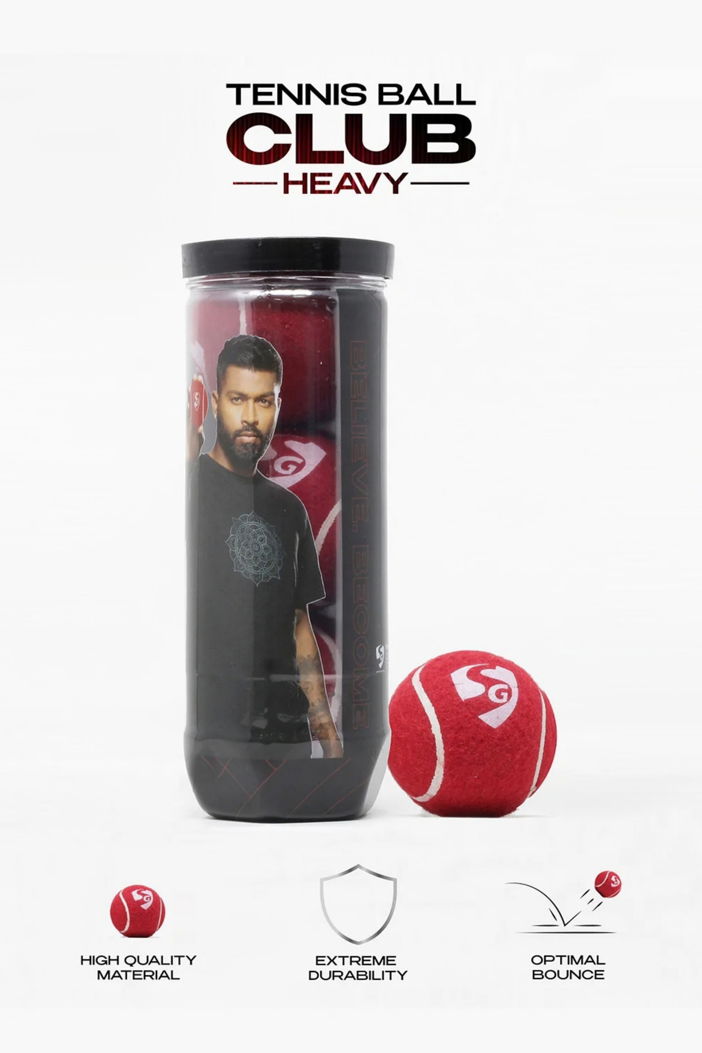 SG Club Heavy Tennis Cricket Ball (PACK OF 3)